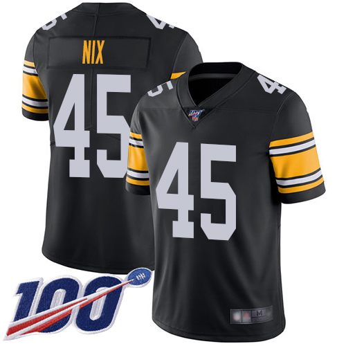 Men Pittsburgh Steelers Football 45 Limited Black Roosevelt Nix Alternate 100th Season Vapor Untouchable Nike NFL Jersey